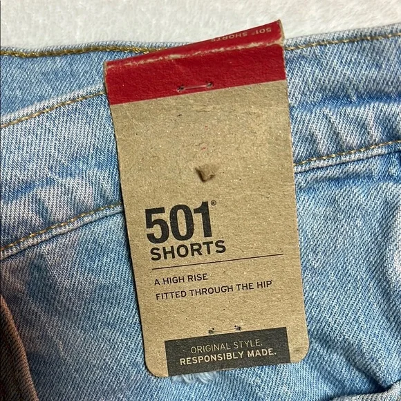 NWT Levi's 501 Blue Jean Shorts Distressed Cut-Off Style - Picture 2 of 11